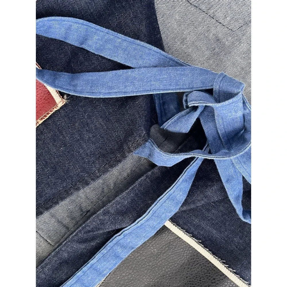Vintage Handmade Denim & Leather Patchwork Festival Apron